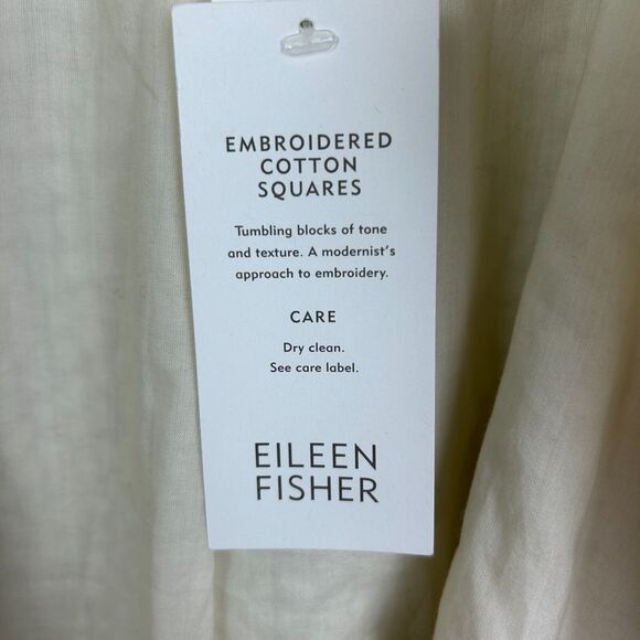 NWT Eileen Fisher Open Front Embroidered Cotton Jacket Blazer Cream Bone Women M - Picture 7 of 11